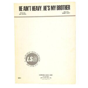 Vintage He Ain't Heavy He's My Brother Sheet Music Bob Russell Bobby Scott 1969